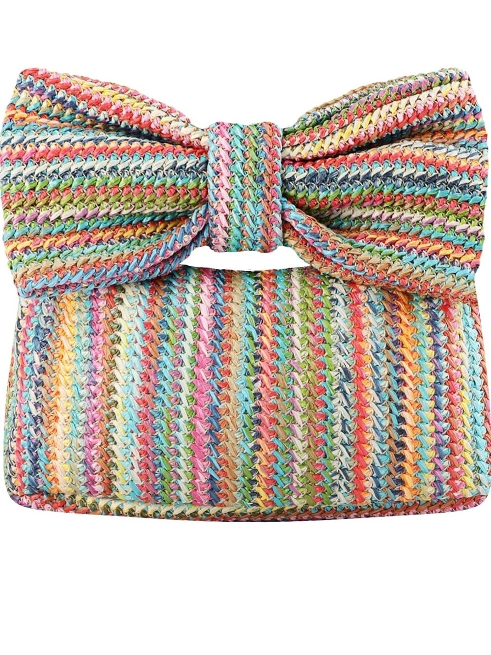 Colorful Woven Bow Clutch
